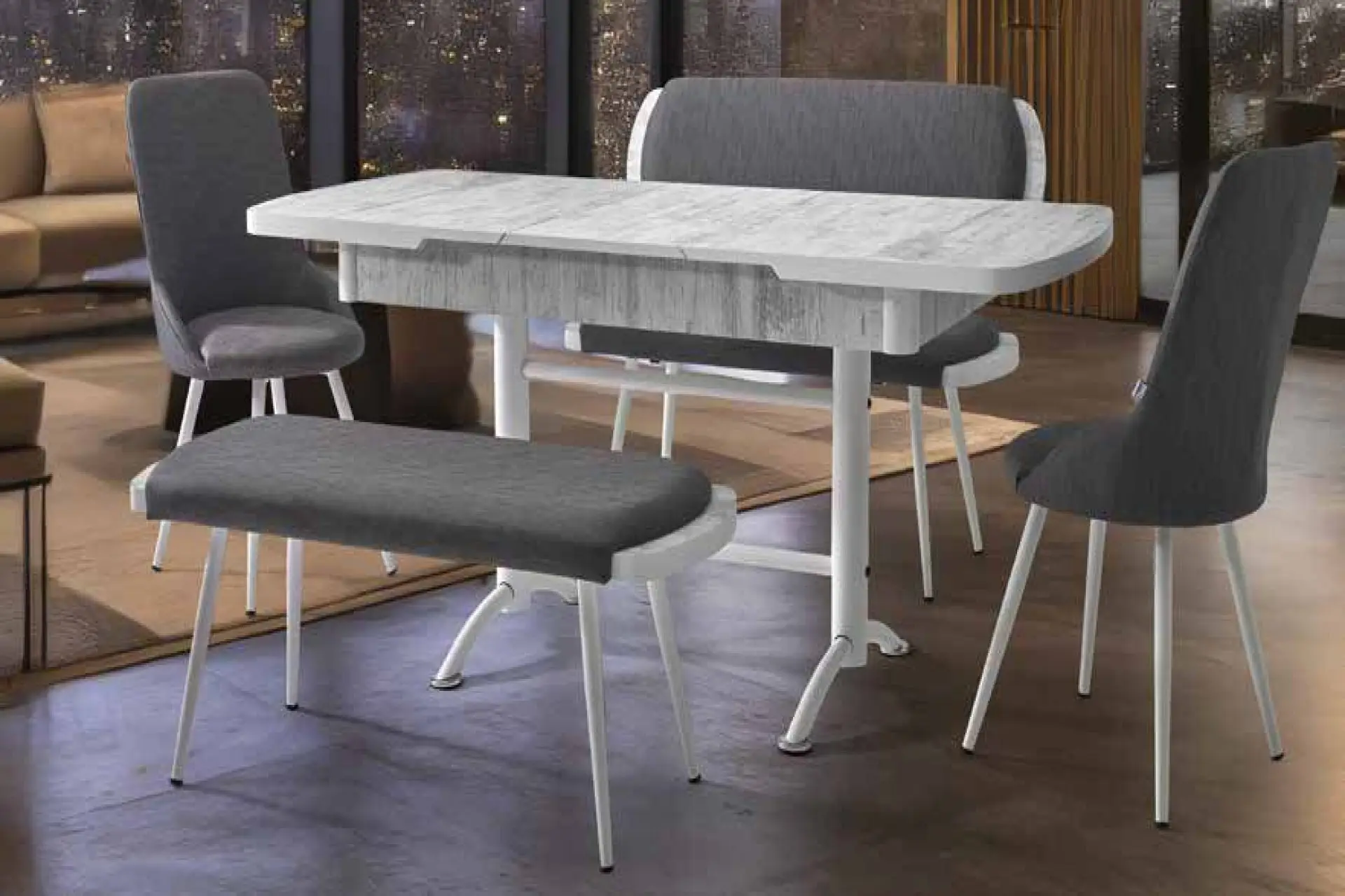 OVAL GRANİT MASA TAKIMI (FÜME&ANTRASİT&KRİSTAL
