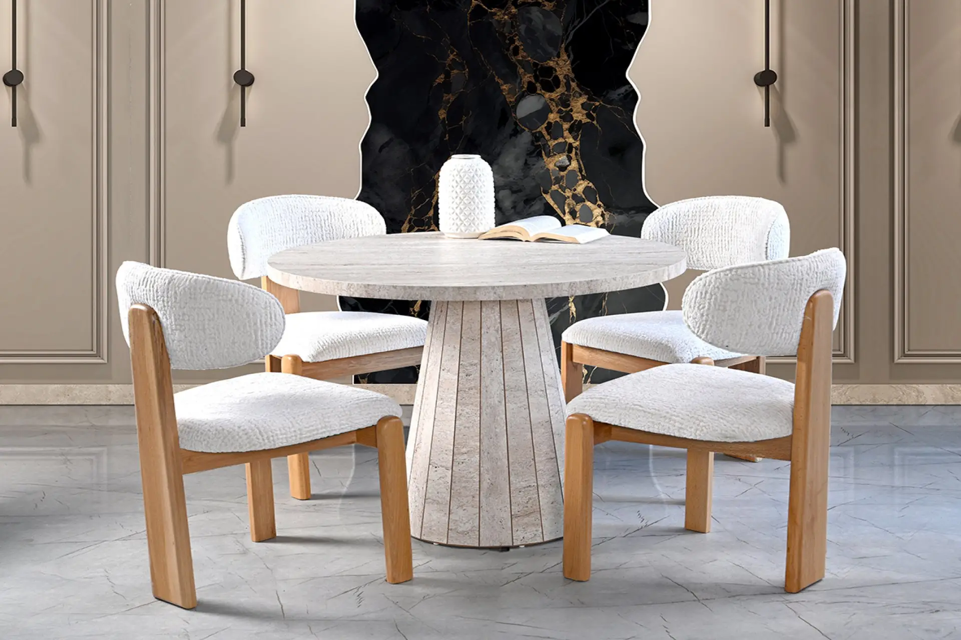 OTANTİK TRAVERTEN MASA TAKIM