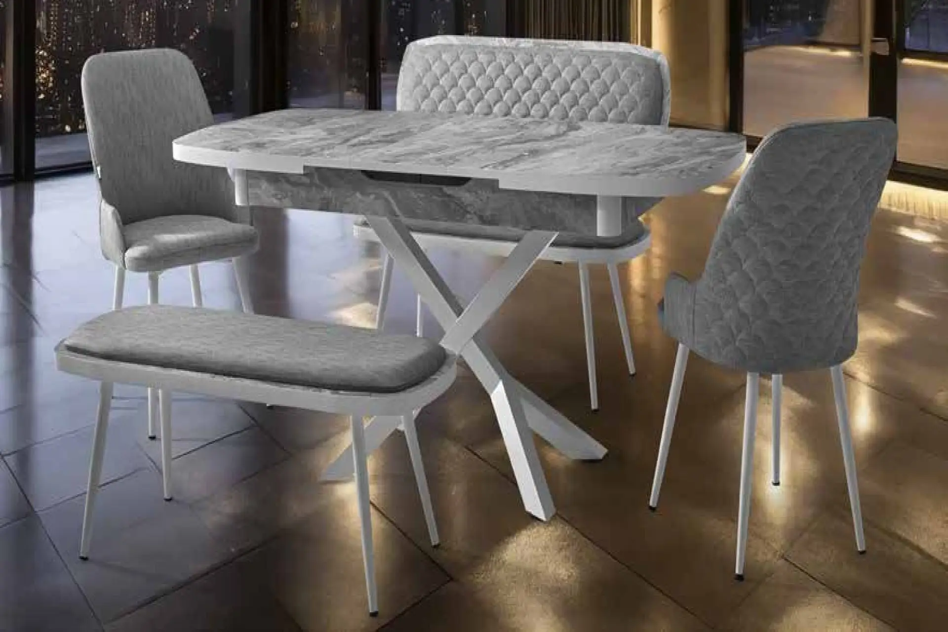 7830 ATLANTİK SELVİ MASA TAKIMI (FÜME&ANTRASİT&CEVİZ)